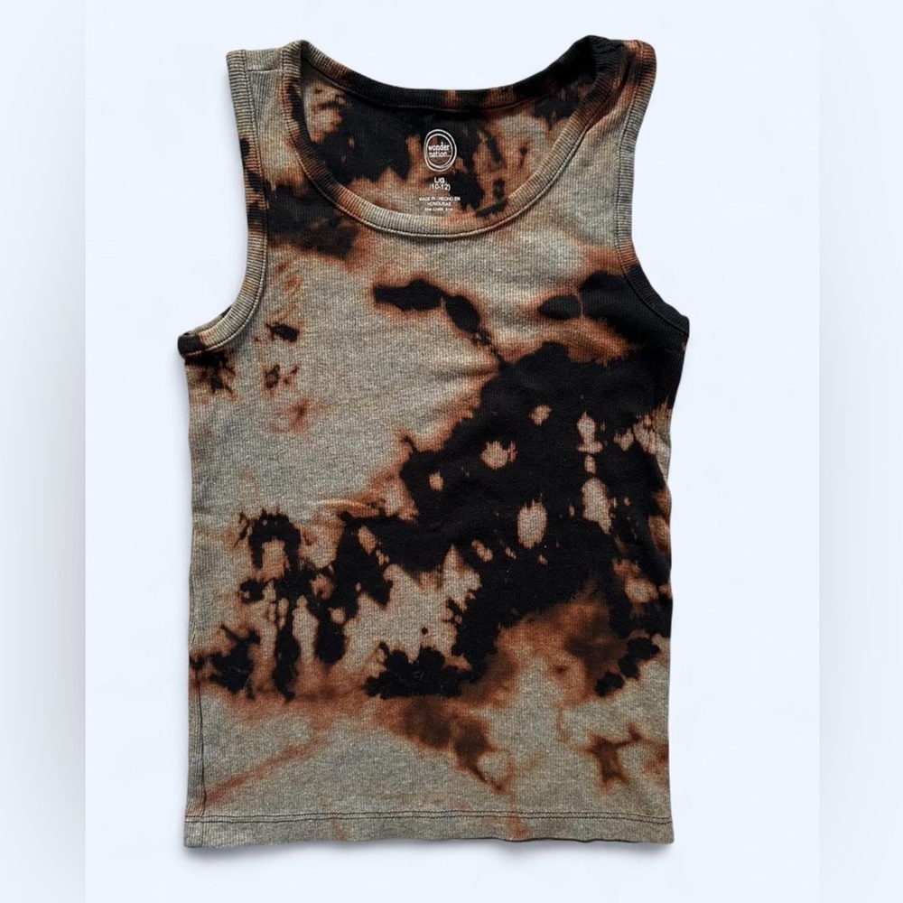 Wonder Nation Reverse Tie Dye Bleach Ribbed Tank Top Girls Size Large(10-12)